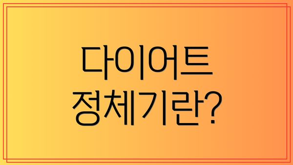 다이어트 정체기란?