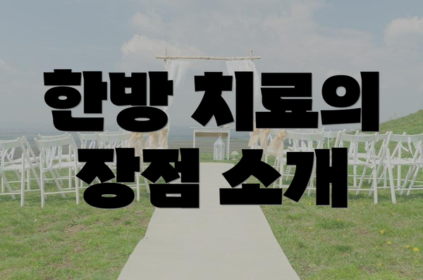 한방 치료의 장점 소개