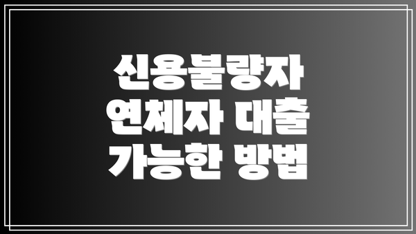 신용불량자 연체자 대출 가능한 방법