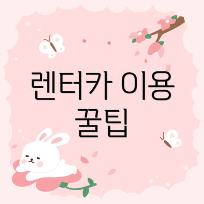 렌터카 이용 꿀팁