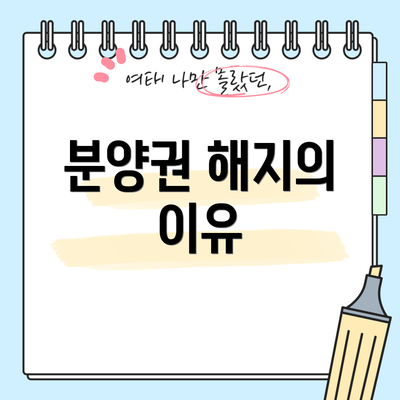 분양권 해지의 이유