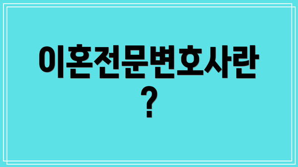 이혼전문변호사란?