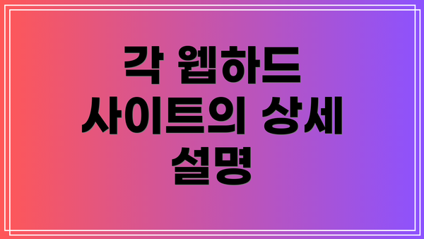 각 웹하드 사이트의 상세 설명