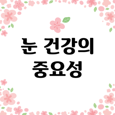눈 건강의 중요성