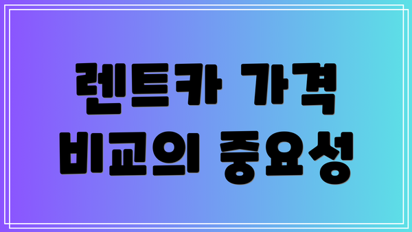 렌트카 가격 비교의 중요성