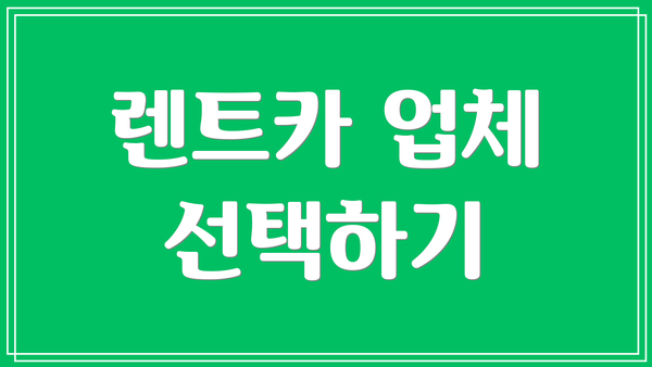 렌트카 업체 선택하기