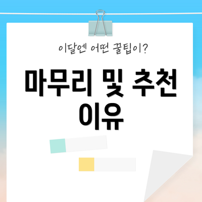 마무리 및 추천 이유