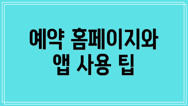 예약 홈페이지와 앱 사용 팁