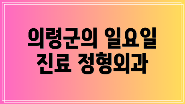 의령군의 일요일 진료 정형외과