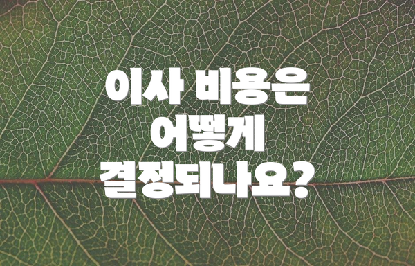 이사 비용은 어떻게 결정되나요?