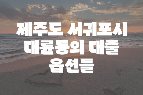 제주도 서귀포시 대륜동의 대출 옵션들