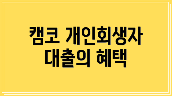 캠코 개인회생자 대출의 혜택