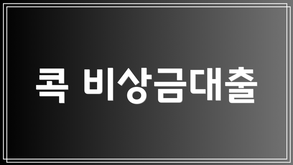 콕 비상금대출
